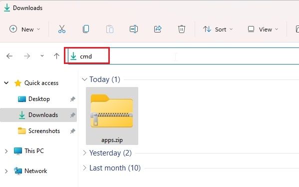 cmd ఫైల్ను అన్జిప్ చేయండి
